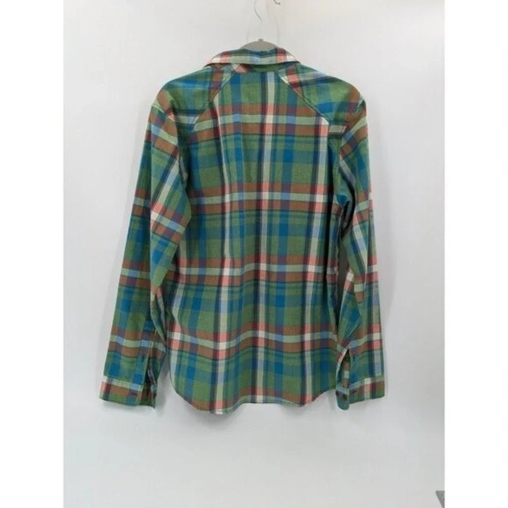 The North Face Flannel Shirt Mens S‎ Green Blue Plaid Long Sleeve Button Front